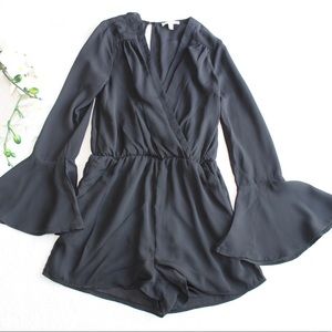 Gianni Bini Long Sleeve Romper Black with Pockets